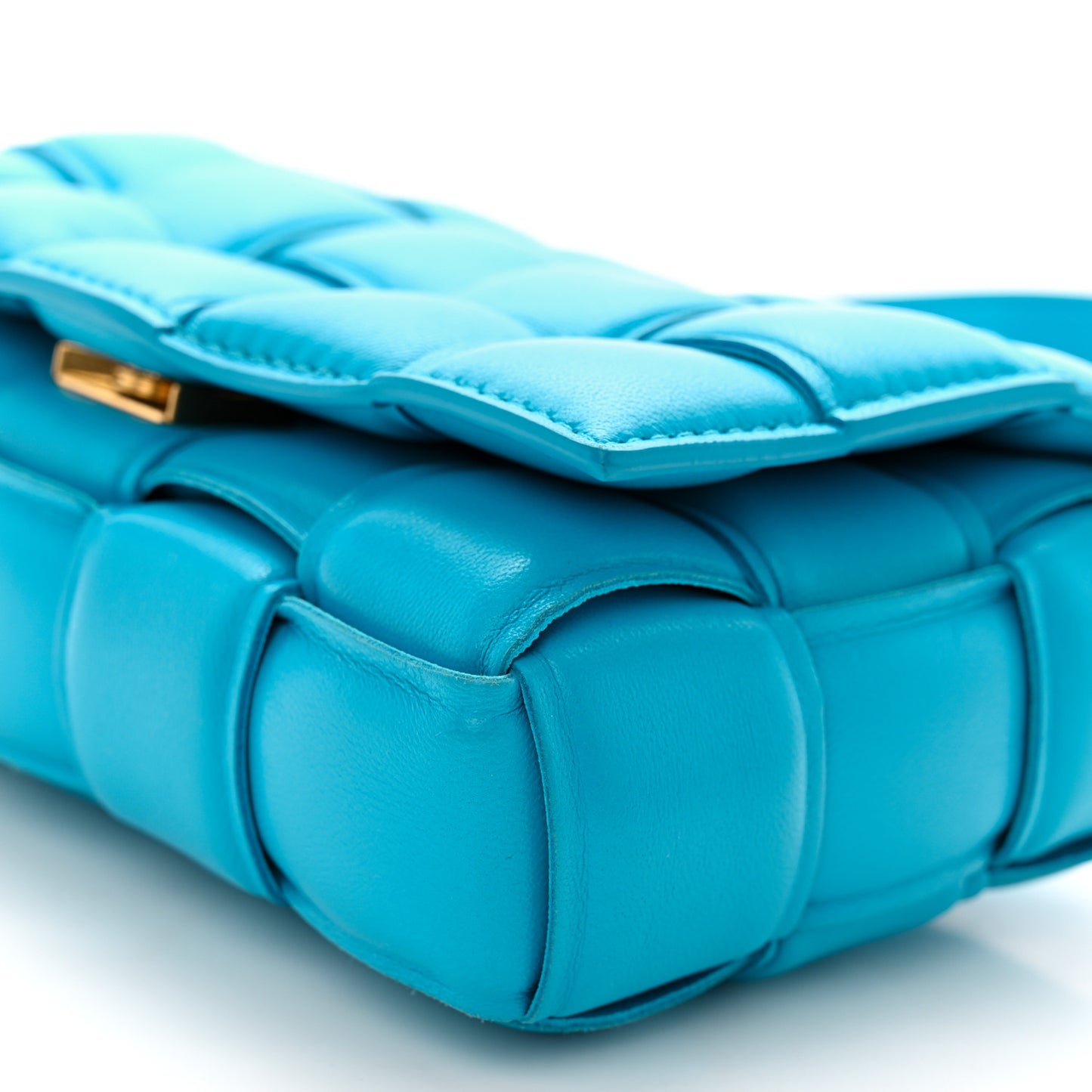 Nappa Maxi Intreccio Small Padded Cassette Crossbody Bag Pool