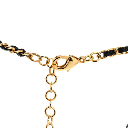 Chanel Metal Lambskin Chain CC Bow Necklace Black Gold 4 of 5