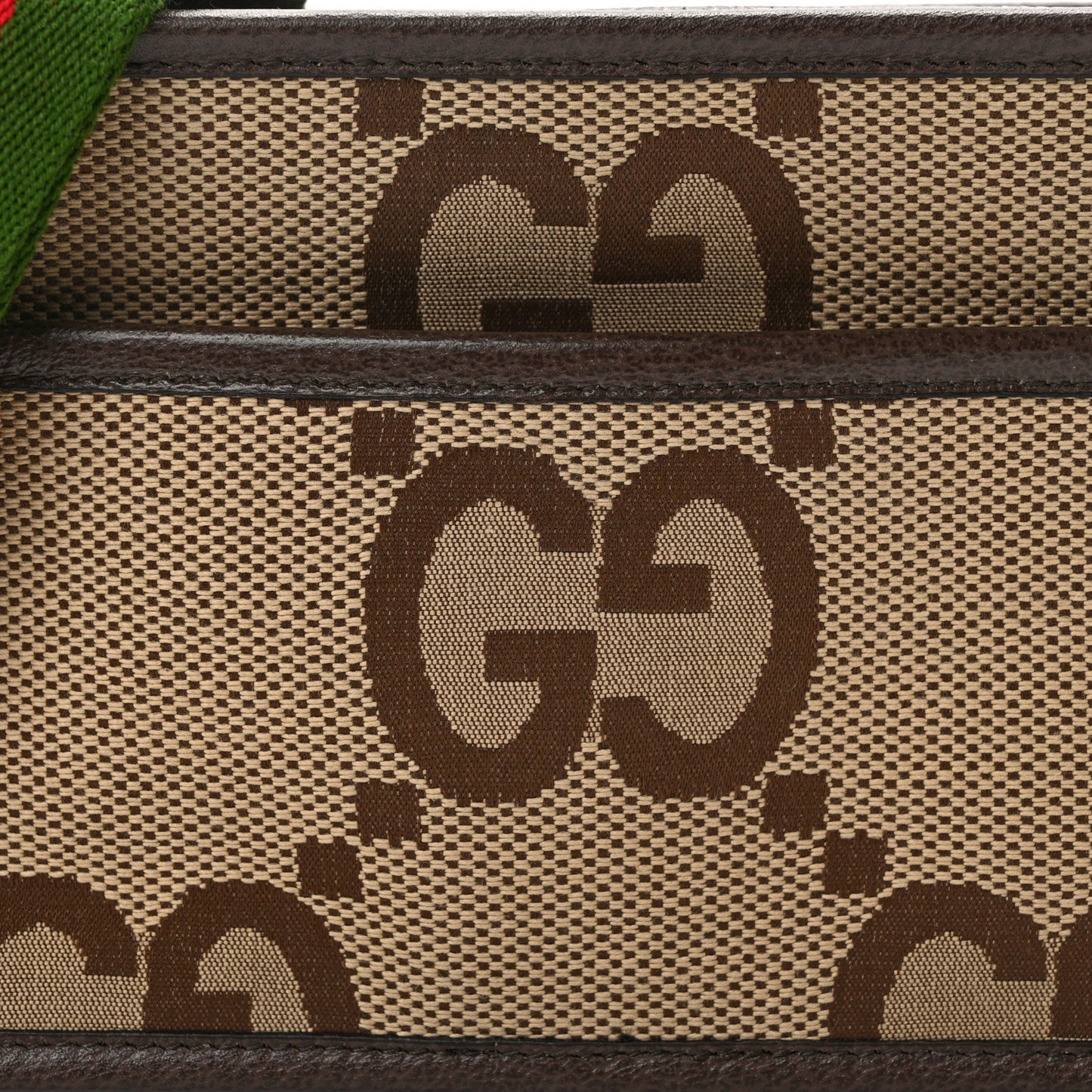Monogram Jumbo GG Textured Dollar Calfskin Web Mini Crossbody Bag Camel Ebony New Acero