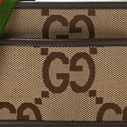 Gucci Monogram Jumbo GG Textured Dollar Calfskin Web Mini Crossbody Bag Camel Ebony New Acero 7 of 14