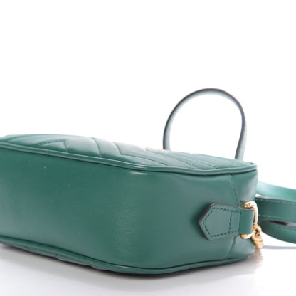 Gucci Calfskin Matelasse Mini GG Marmont Chain Shoulder Bag Emerald Green 7 of 9