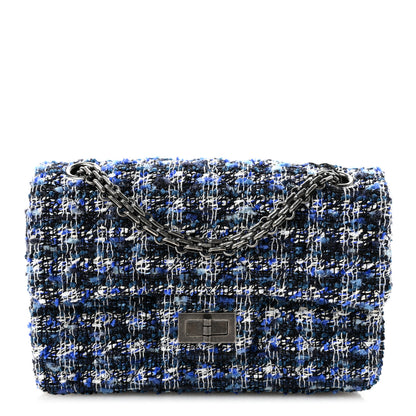Chanel Tweed Quilted 2.55 Reissue Mini Flap Navy Blue Ecru Black 1 of 11