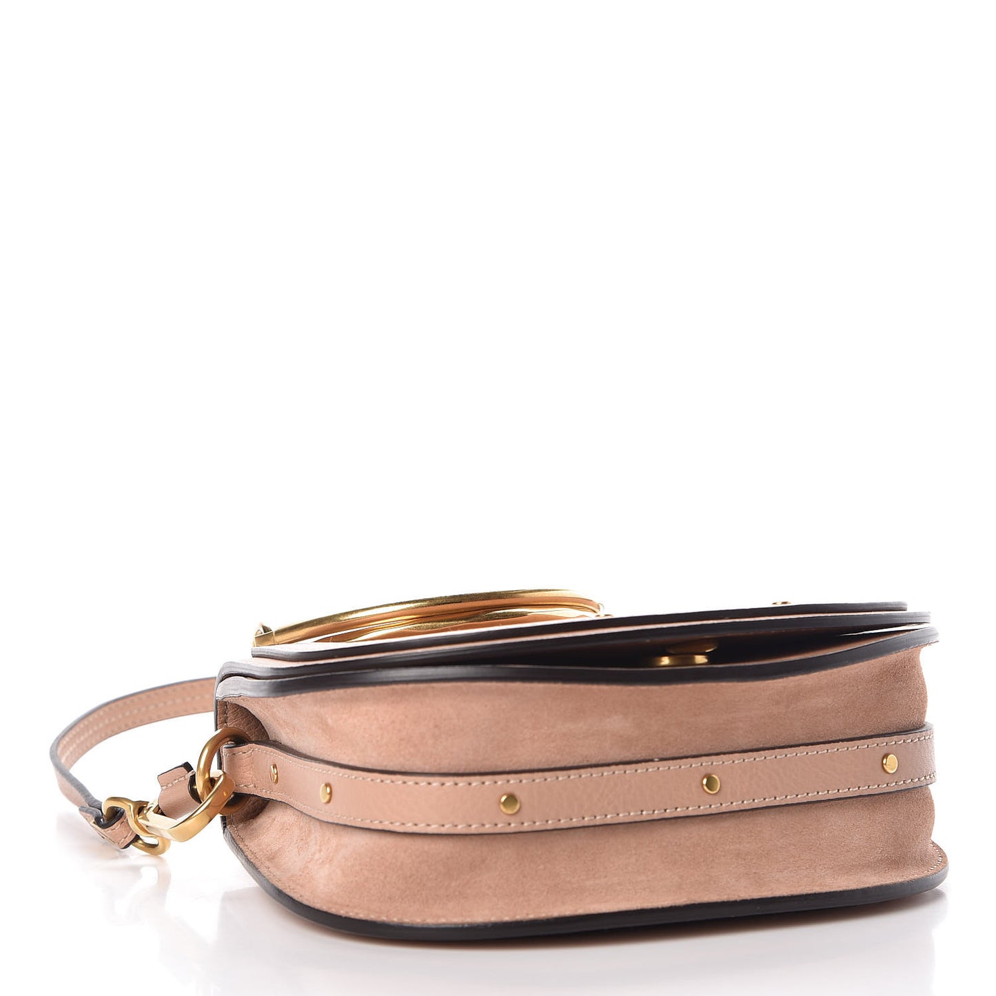 Calfskin Suede Small Nile Bracelet Bag Biscotti Beige