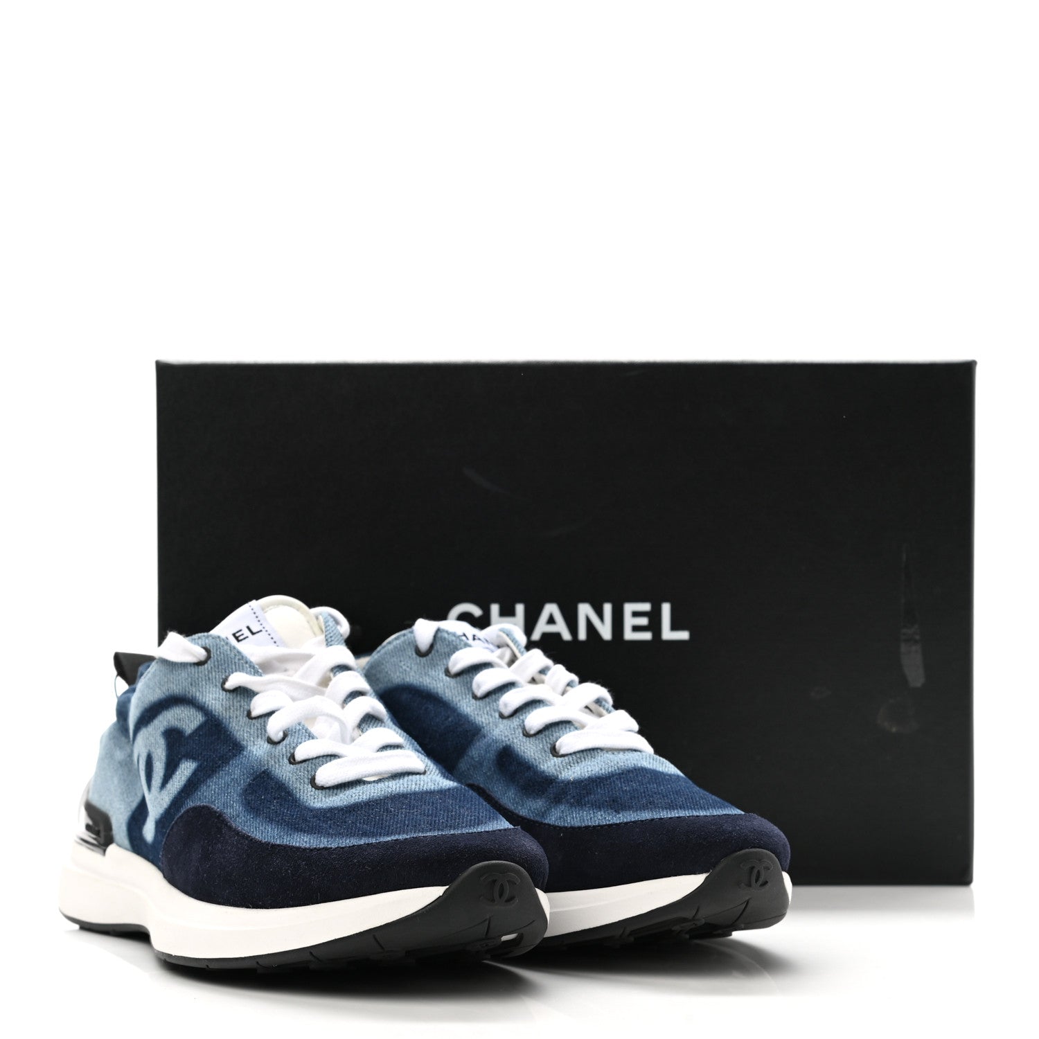 Chanel Denim Suede Calfskin Womens CC Sneakers 40 Dark Blue 8 of 8