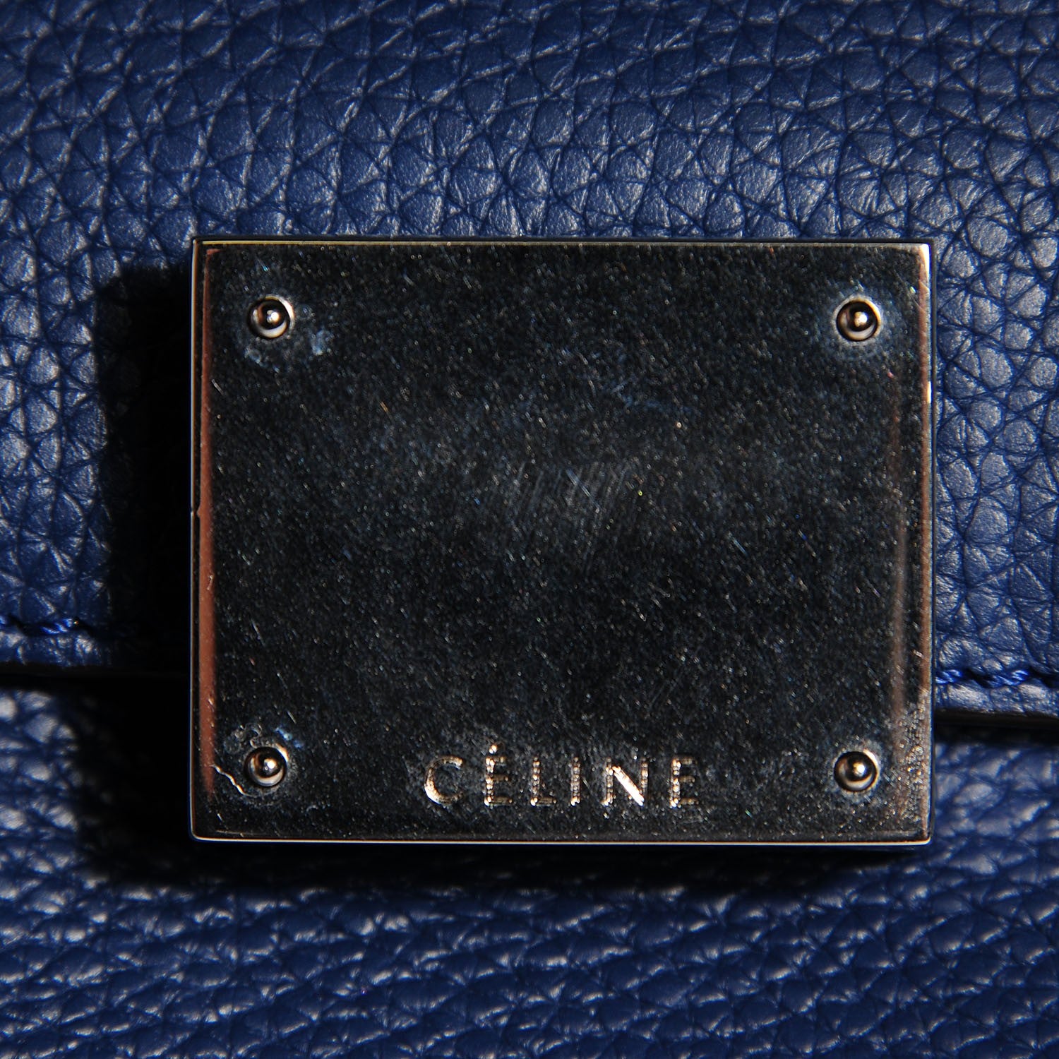Celine Drummed Calfskin Suede Medium Trapeze Ocean Blue 6 of 11