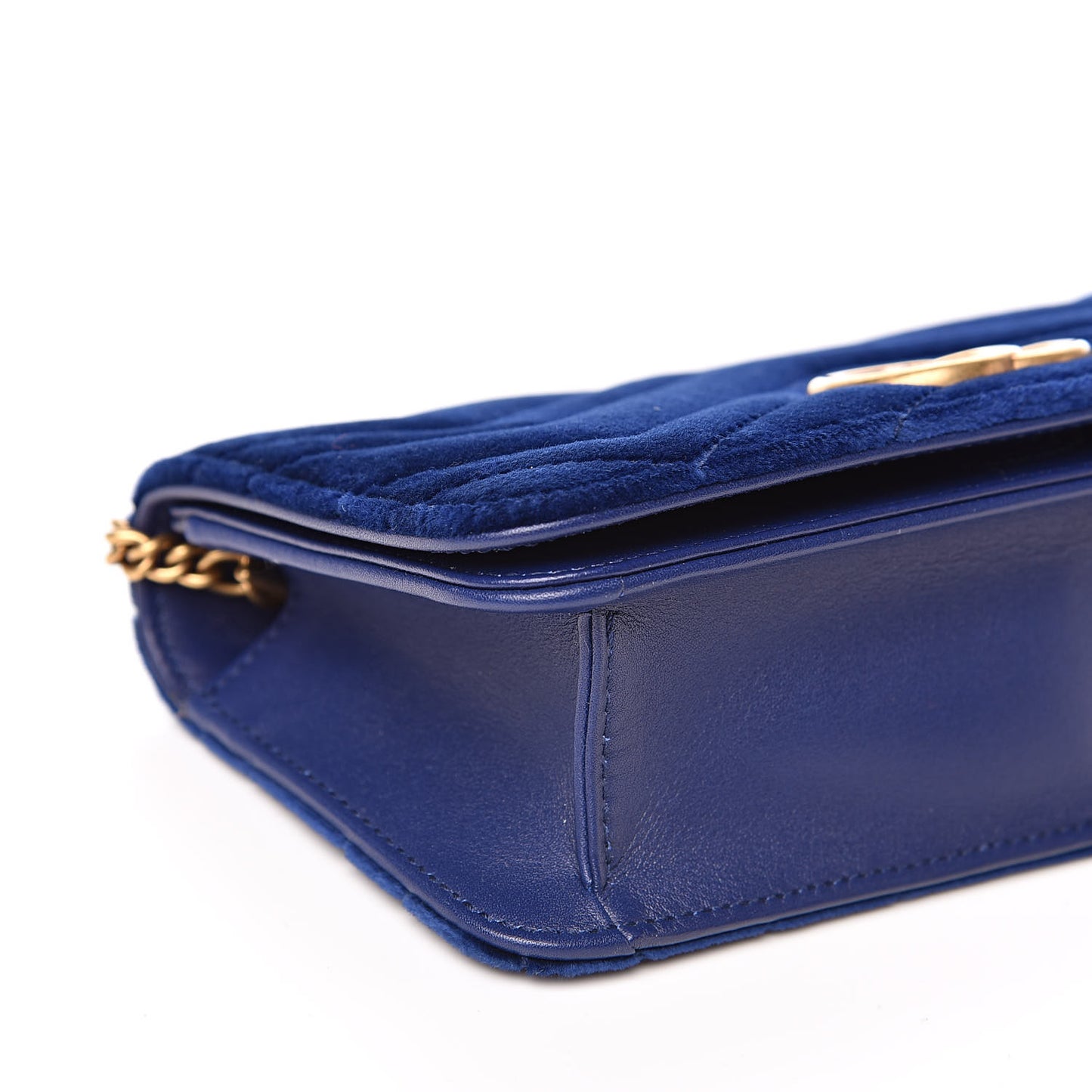 Velvet Matelasse GG Marmont Mini Bag Cobalt Blue