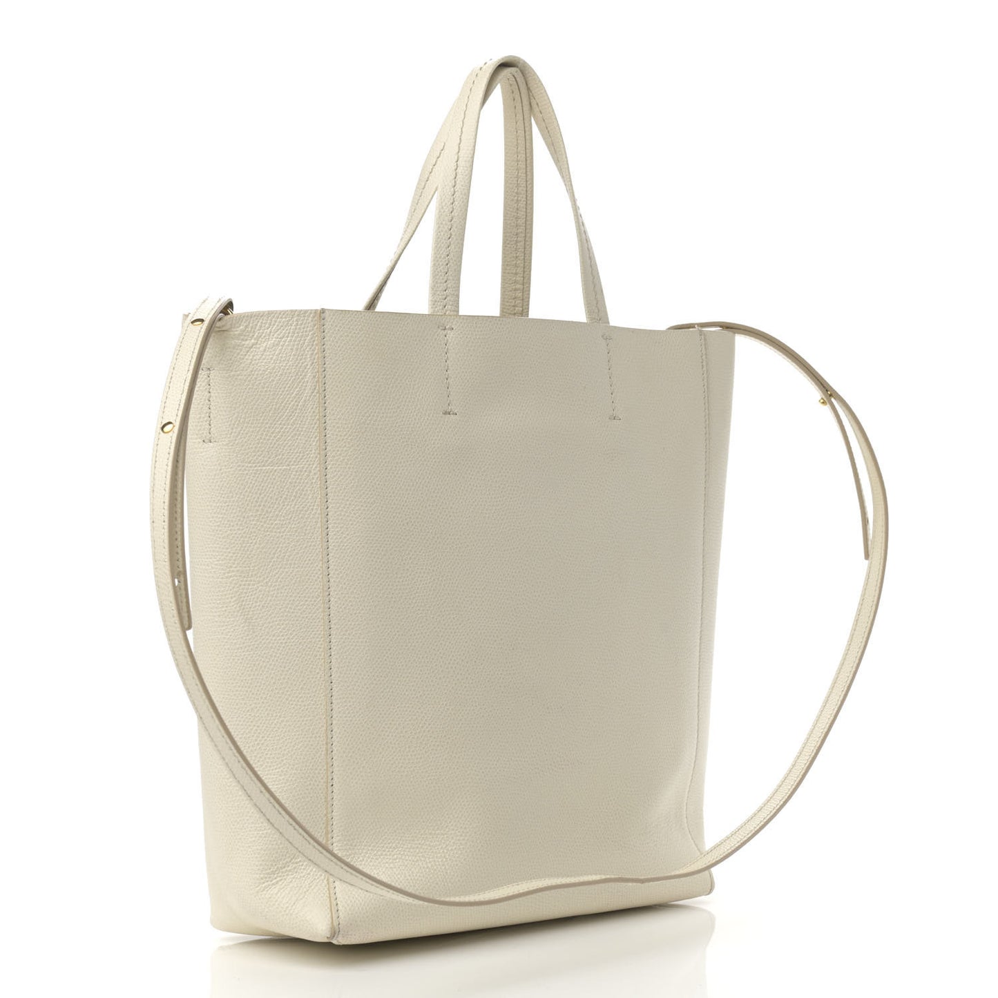 Grained Calfskin Small Vertical Cabas Cream