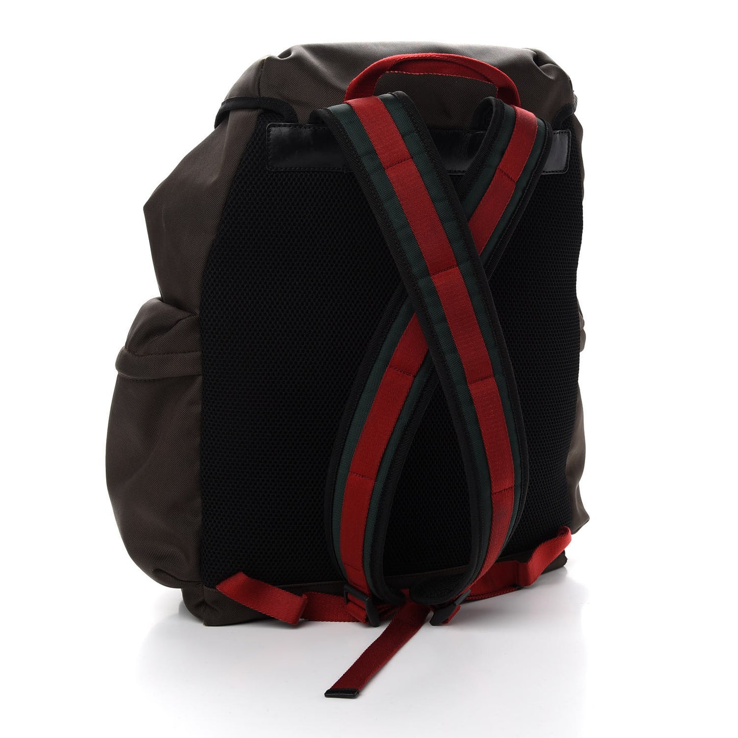 Techno Canvas Web Double Buckle Backpack Brown