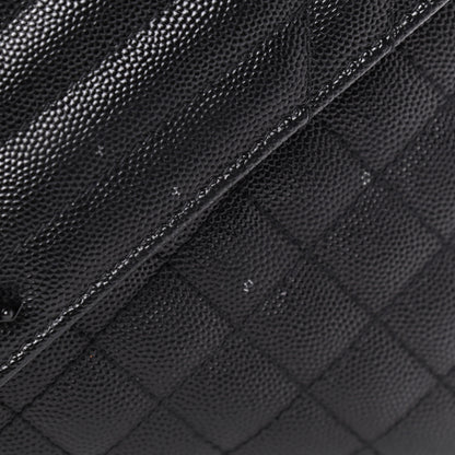 Saint Laurent Grain De Poudre Textured Mixed Matelasse Triquilt Medium Monogram Satchel Black 9 of 9