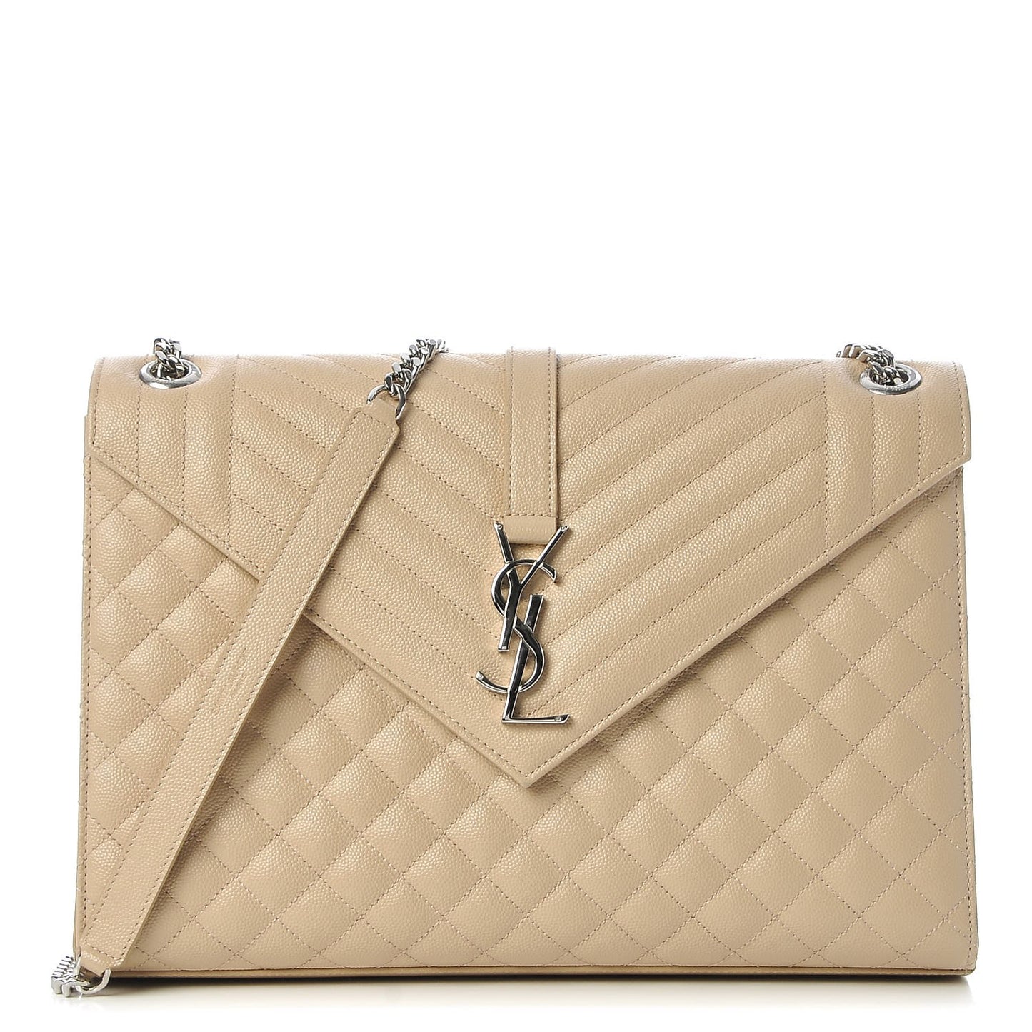 Grain De Poudre Mixed Matelasse Large Triquilt Monogram Satchel Nude Powder