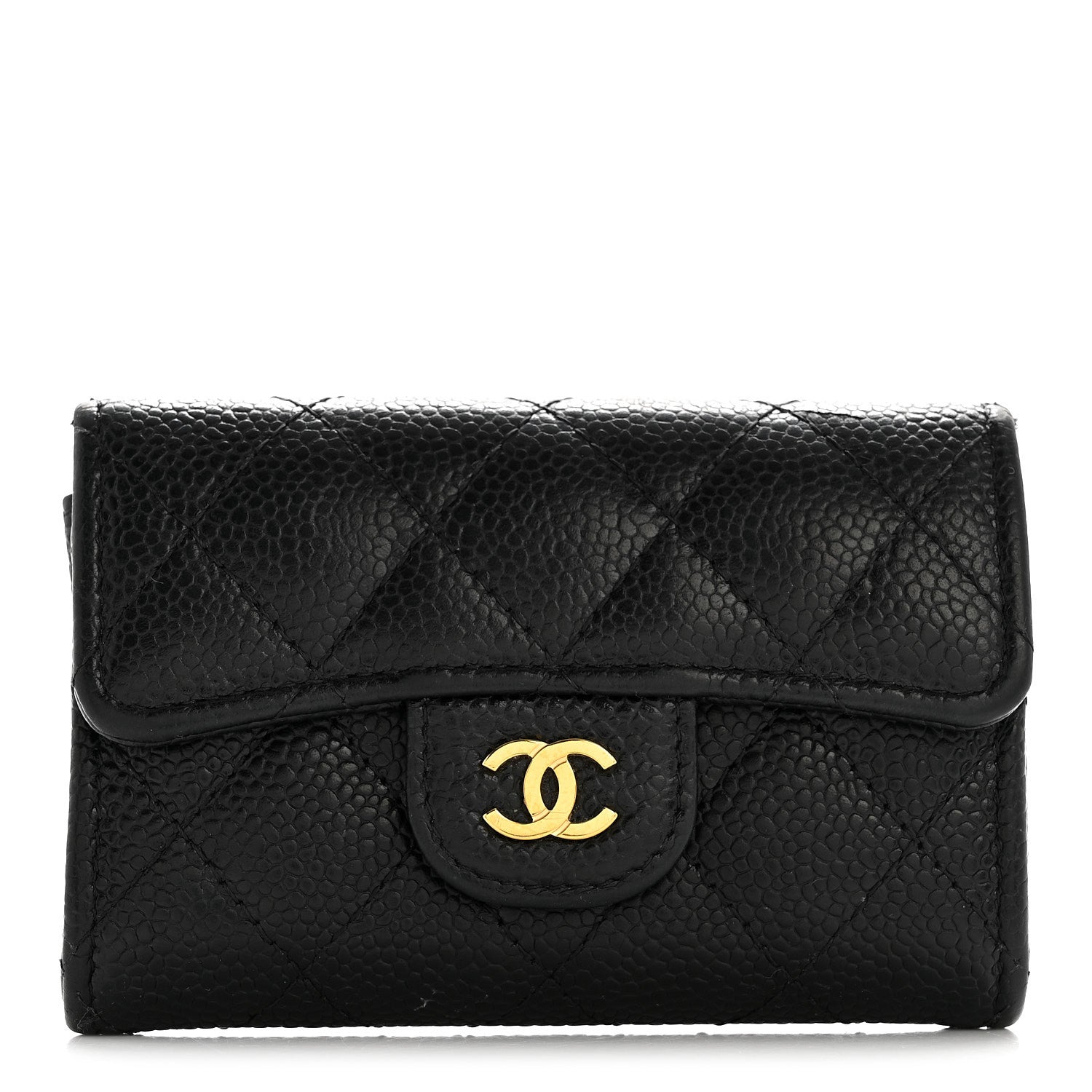 Chanel Caviar Quilted Flap Card Holder Wallet Black 1 of 8