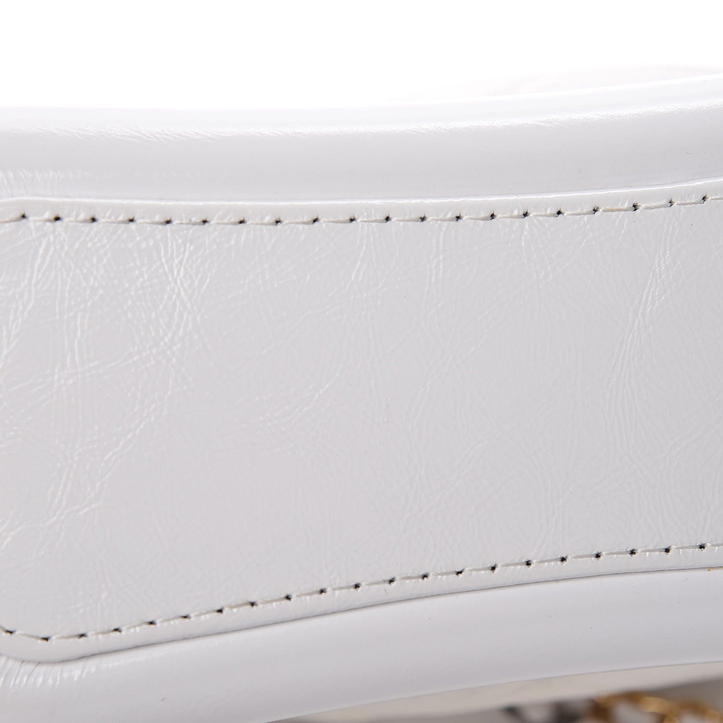 Patent Goatskin Quilted Small Gabrielle Hobo White