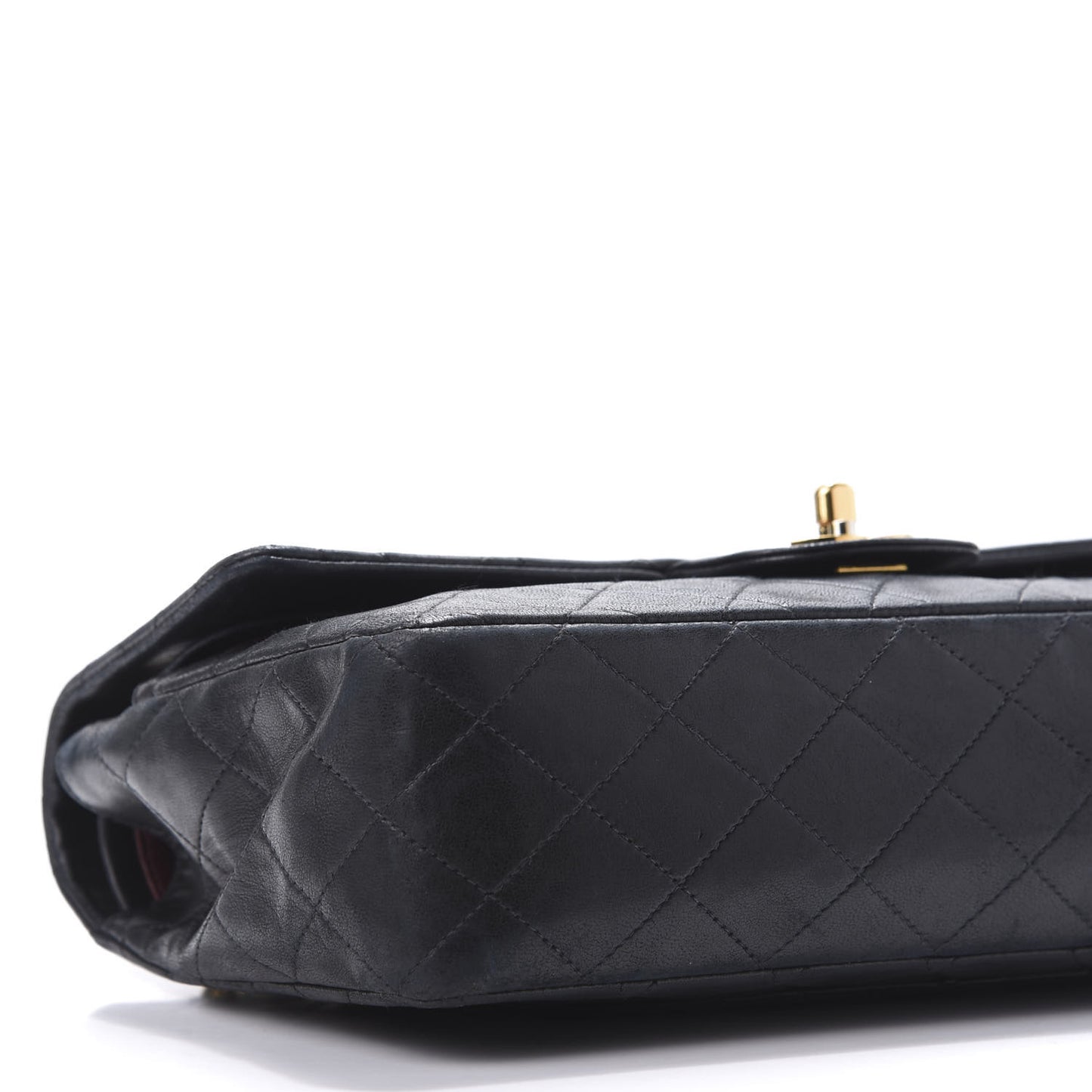 Lambskin Quilted Medium Double Flap Black