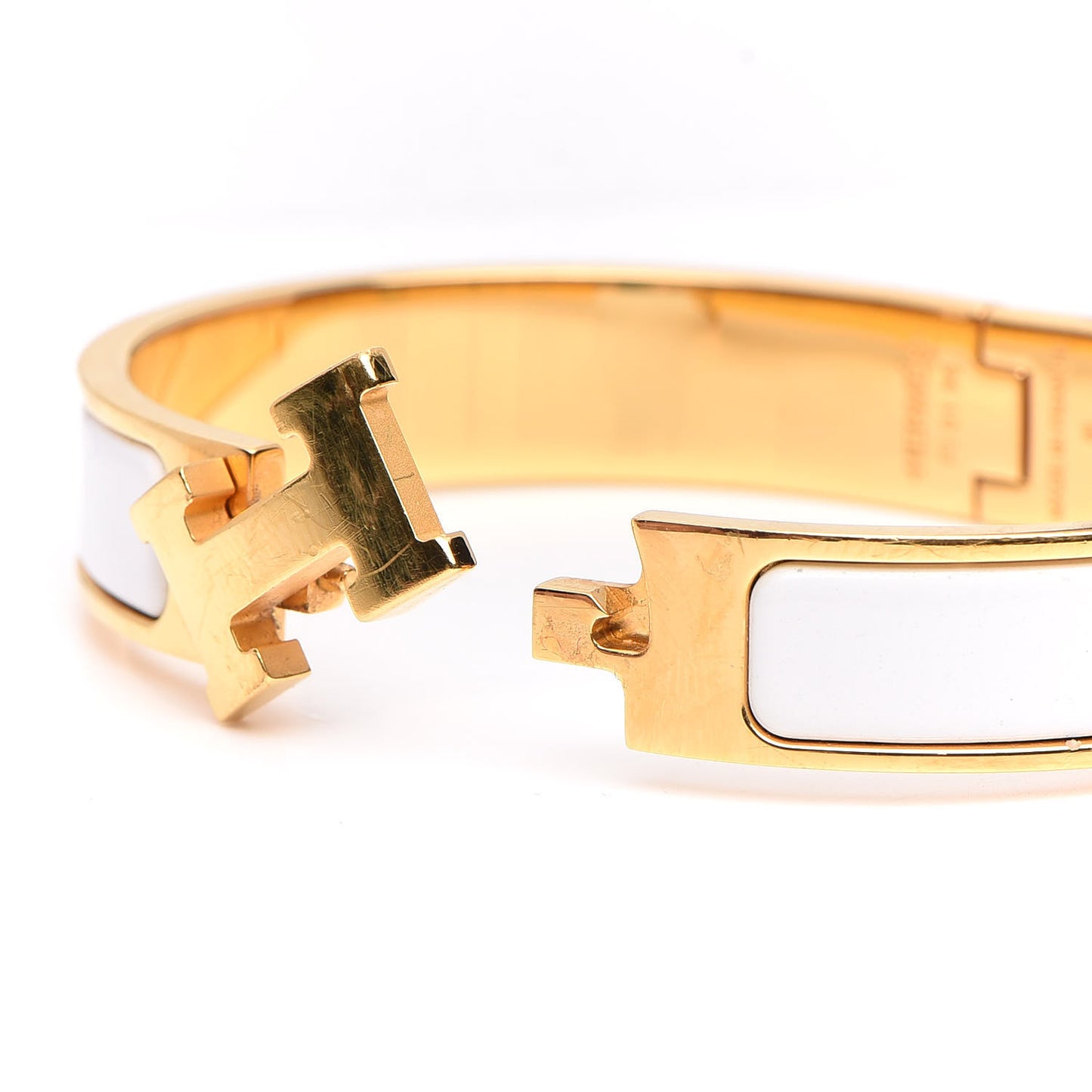Enamel Narrow Clic Clac H Bracelet GM White