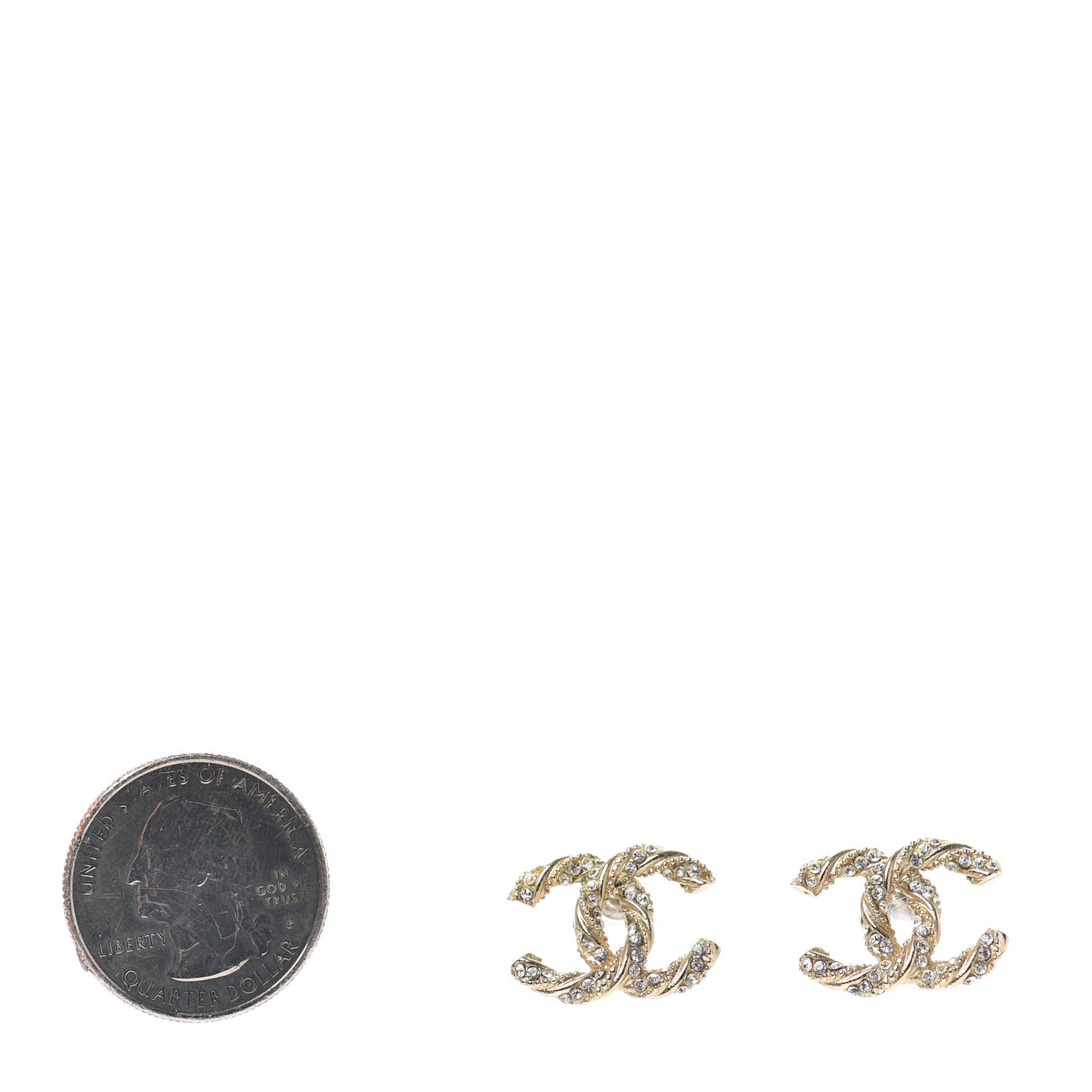 Crystal Twisted CC Earrings Gold