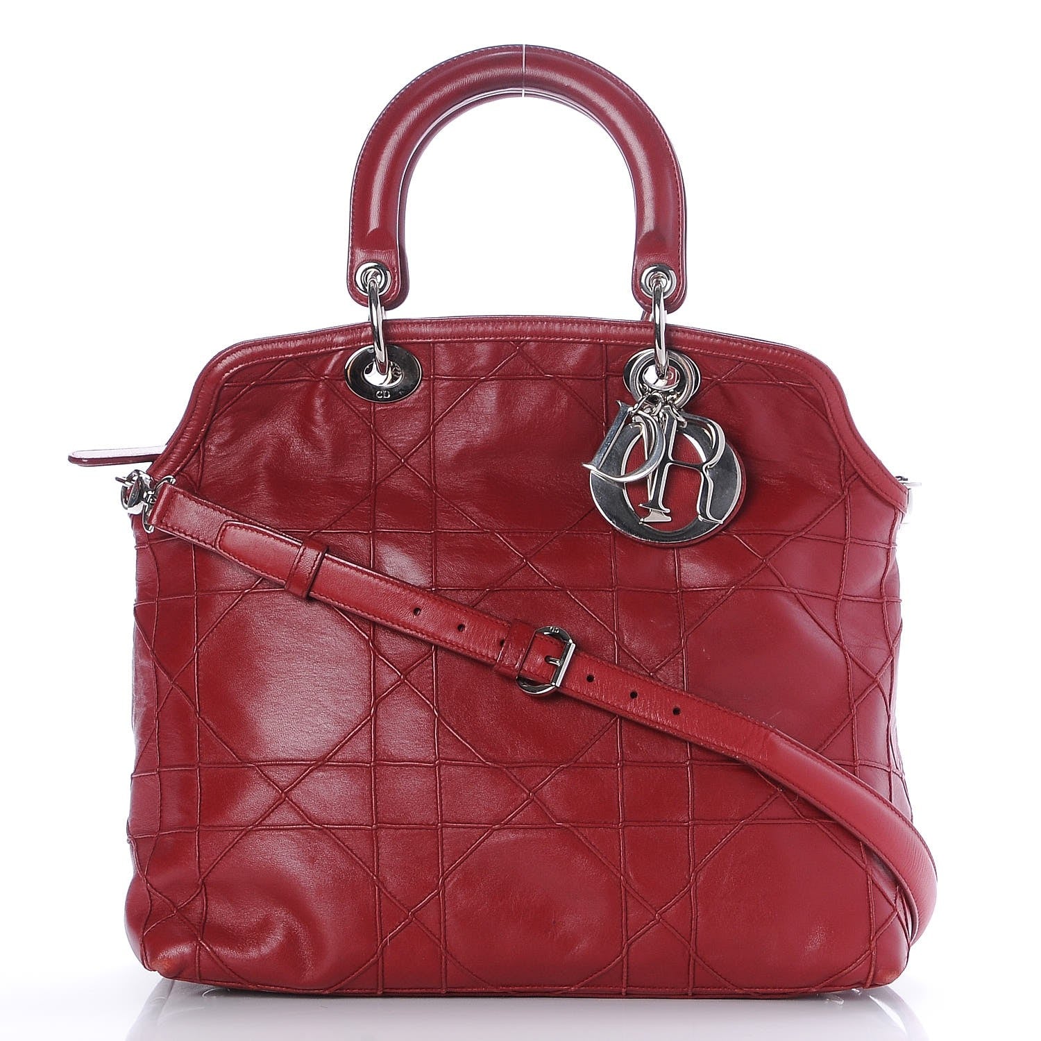 Christian Dior Lambskin Cannage Medium Granville Tote Red 1 of 12