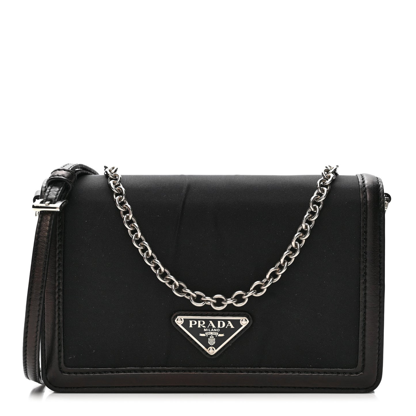 Nylon Metallic Calfskin Mini Crossbody Bag Black