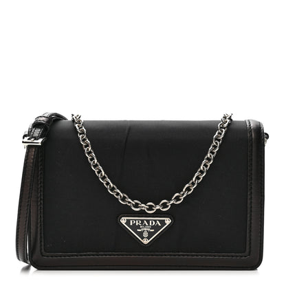 Prada Nylon Metallic Calfskin Mini Crossbody Bag Black 1 of 14