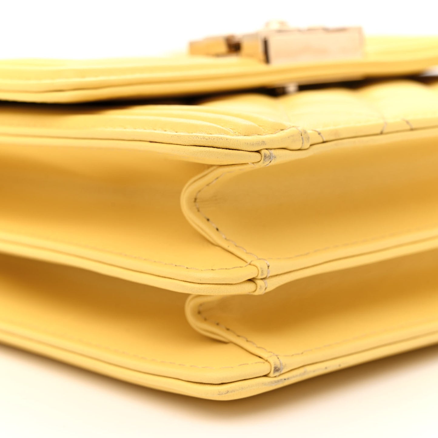 Lambskin Quilted North South Boy Flap Yellow