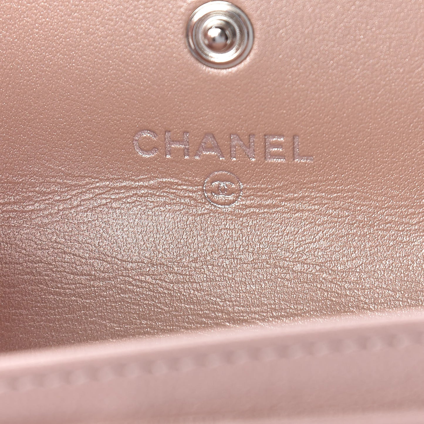 Goatskin Camellia Embossed Card Holder Wallet Light Pink