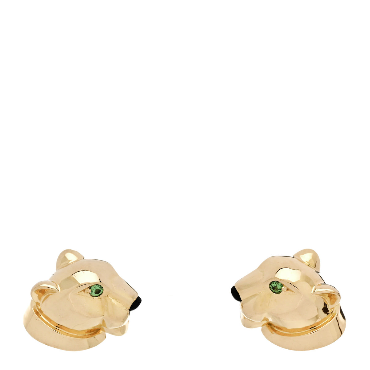 18K Yellow Gold Black Onyx Tsavorite Panthere Earrings