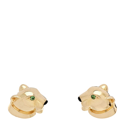 Cartier 18K Yellow Gold Black Onyx Tsavorite Panthere Earrings 1 of 5