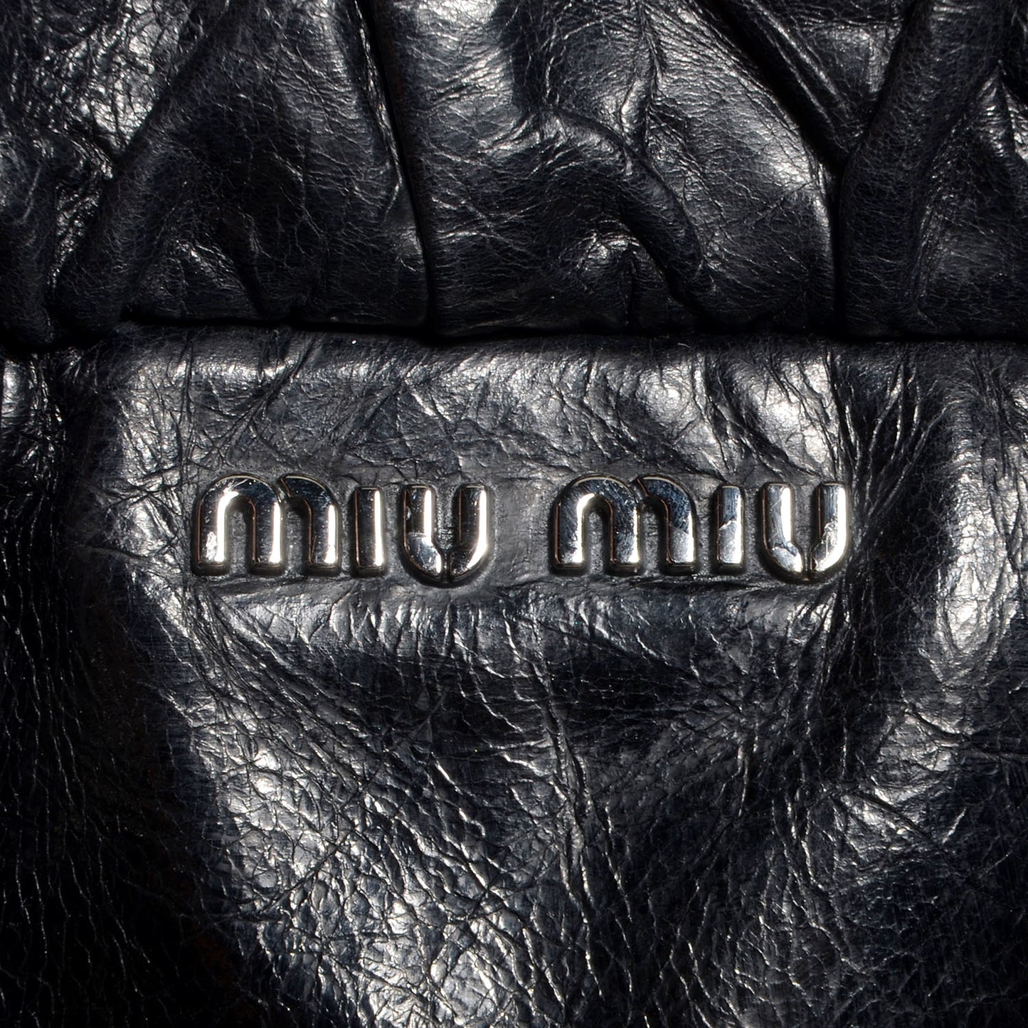 Leather Vitello Lux Gathered Tote Black