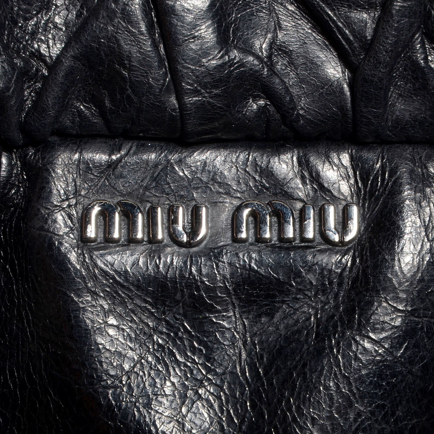 Miu Miu Leather Vitello Lux Gathered Tote Black 7 of 9