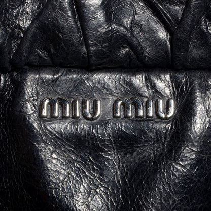 Miu Miu Leather Vitello Lux Gathered Tote Black 7 of 9