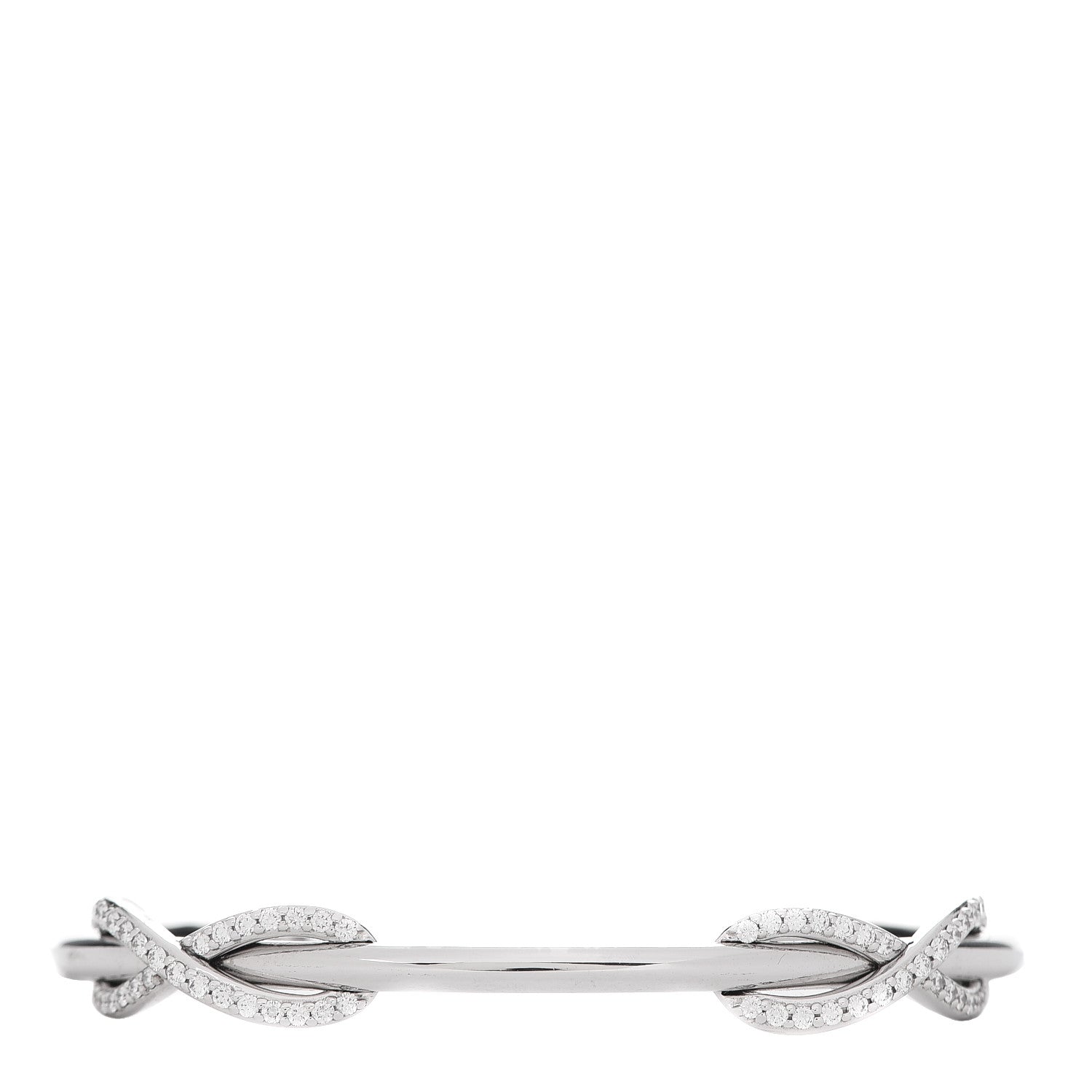 Tiffany 18K White Gold Diamond Double Infinity Cuff Bracelet 1 of 5