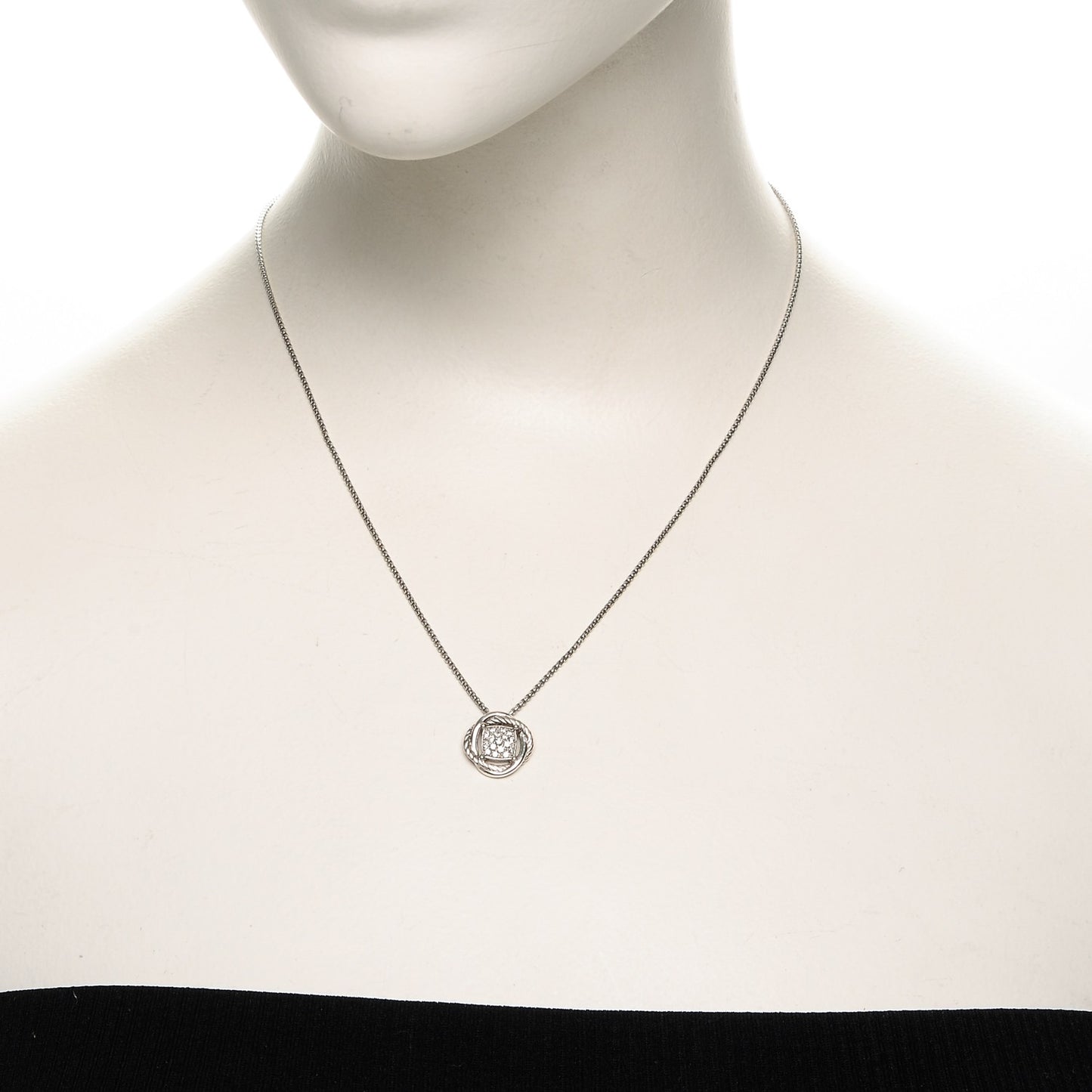 Sterling Silver Diamond 7mm Infinity Pendant Necklace