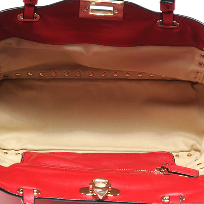 Valentino Garavani Vitello Small Rockstud Tote Rosso Valentino 7 of 8