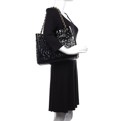 Chanel Crackled Patent Puzzle Tote Black 2 of 14