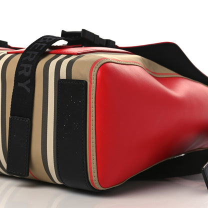 Burberry Canvas House Check Convertible Satchel Backpack Bright Military Red 8 of 9