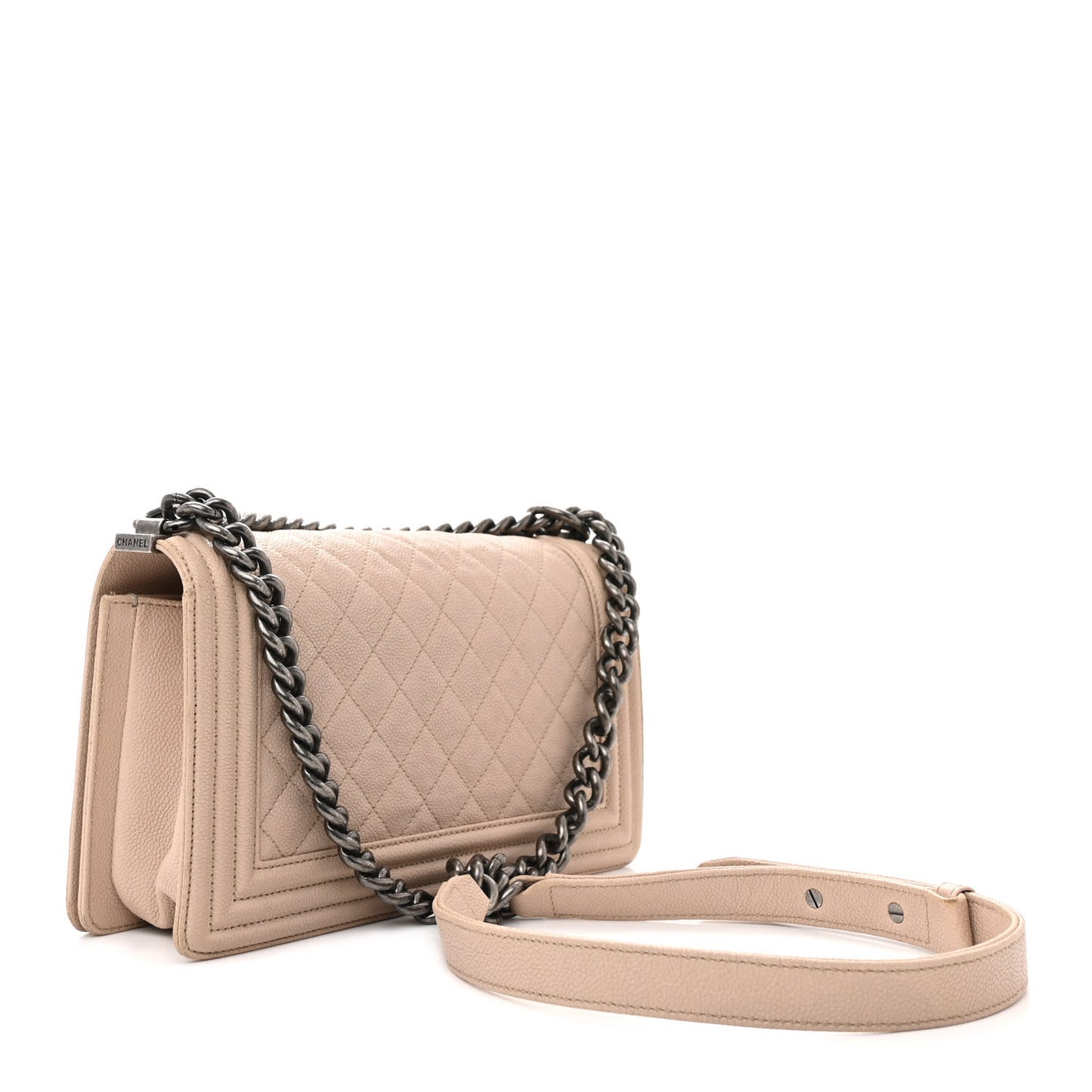 Caviar Quilted Medium Boy Flap Beige