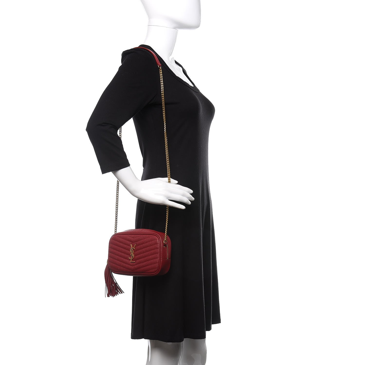 Saint Laurent Grain De Poudre Matelasse Monogram Mini Lou Camera Bag Opyum Red 2 of 13