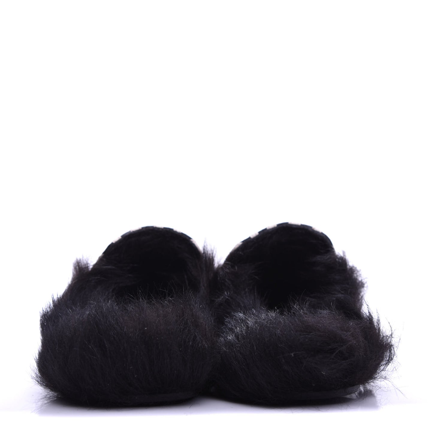 Malaga Kid Fur Zebra Inlay Womens Princetown Slippers 36 Mystic White Black