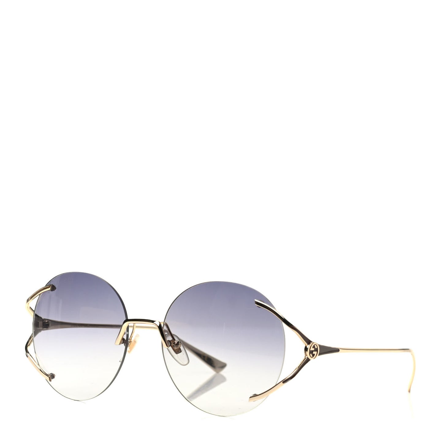 Metal Oversized Round Frame Sunglasses GG0645S Gold Grey