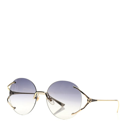 Gucci Metal Oversized Round Frame Sunglasses GG0645S Gold Grey 1 of 7