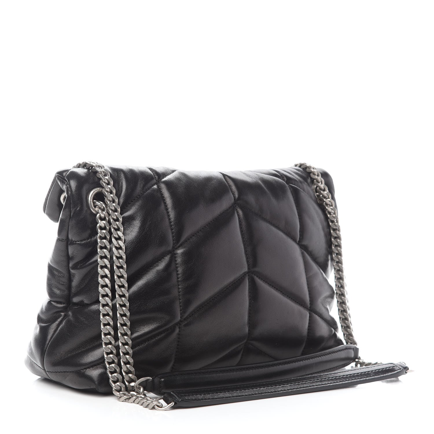 Saint Laurent Lambskin Quilted Small Loulou Puffer Monogram Chain Satchel Black 3 of 9
