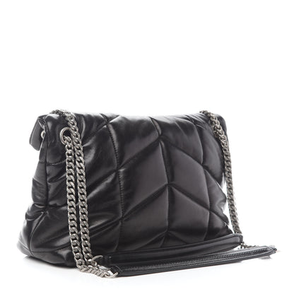 Saint Laurent Lambskin Quilted Small Loulou Puffer Monogram Chain Satchel Black 3 of 9
