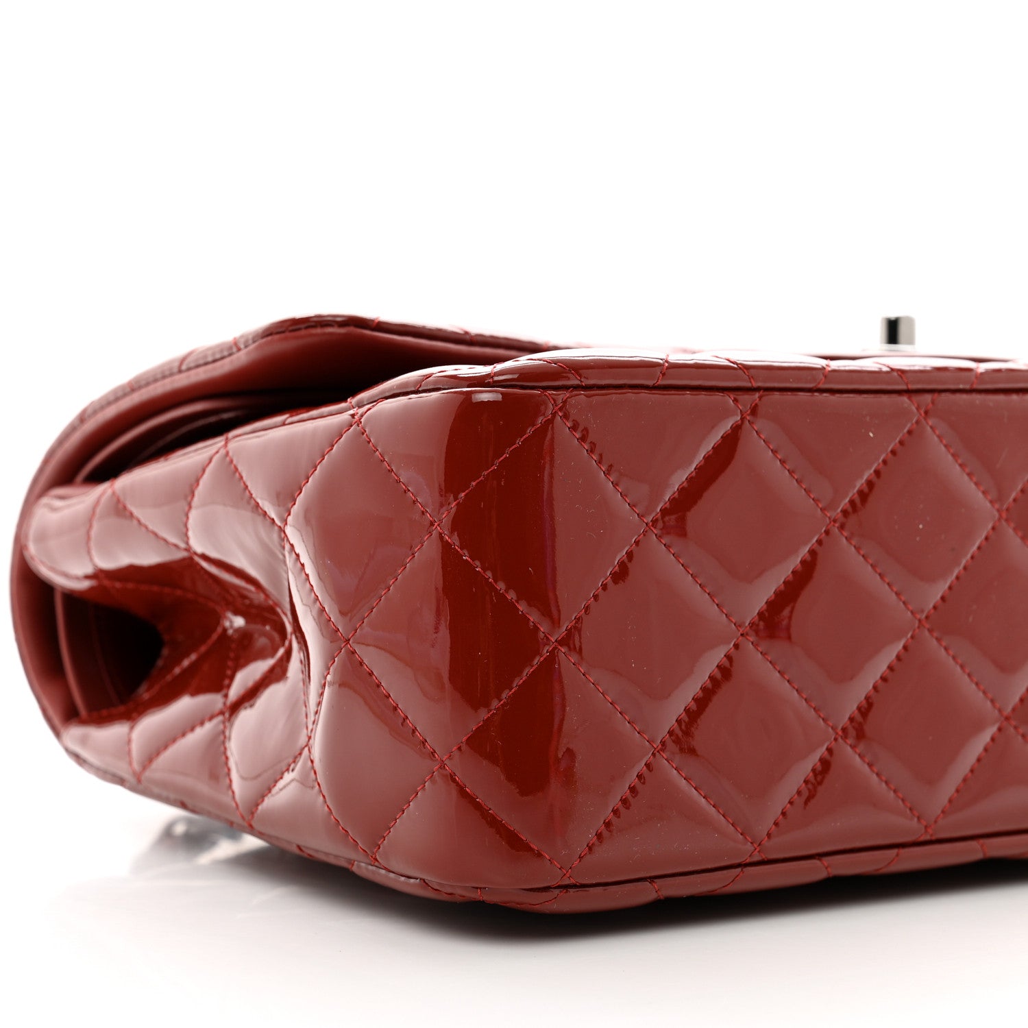 Chanel Patent Quilted Jumbo Double Flap Dark Red 9 of 10