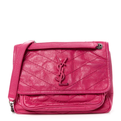 Saint Laurent Crinkled Calfskin Matelasse Monogram Baby Niki Chain Satchel Freesia 1 of 13