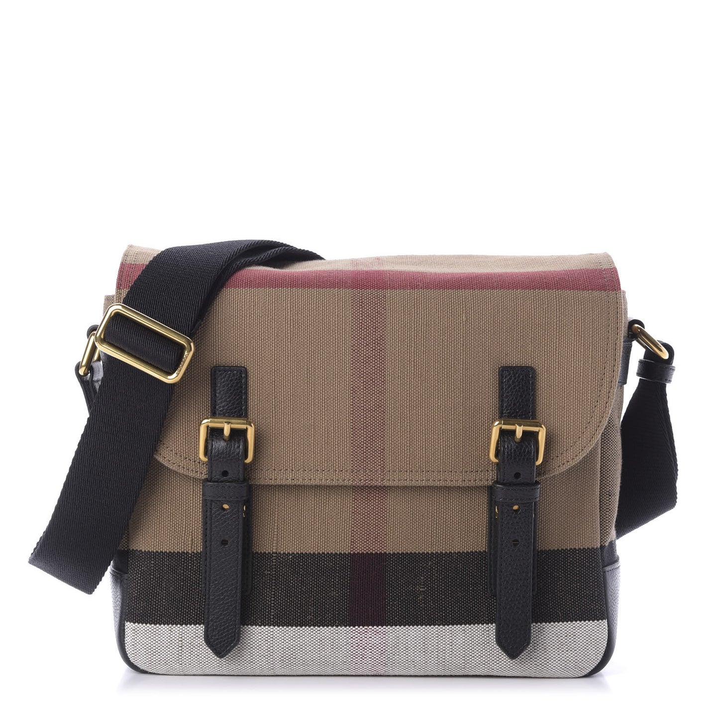 Canvas Mega Check Small Baildon Messenger Bag Black