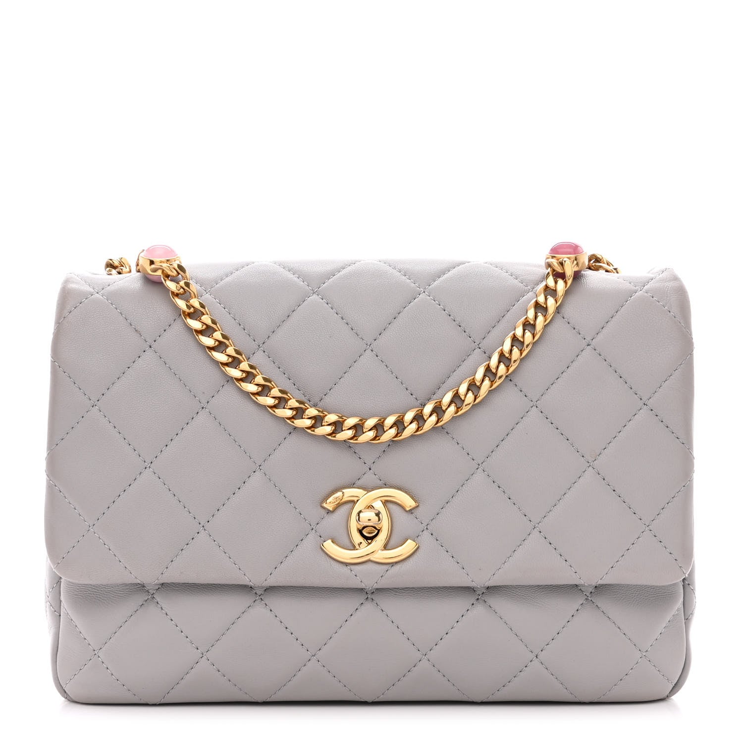 Chanel Lambskin Resin Quilted Flap Grey 1 of 11