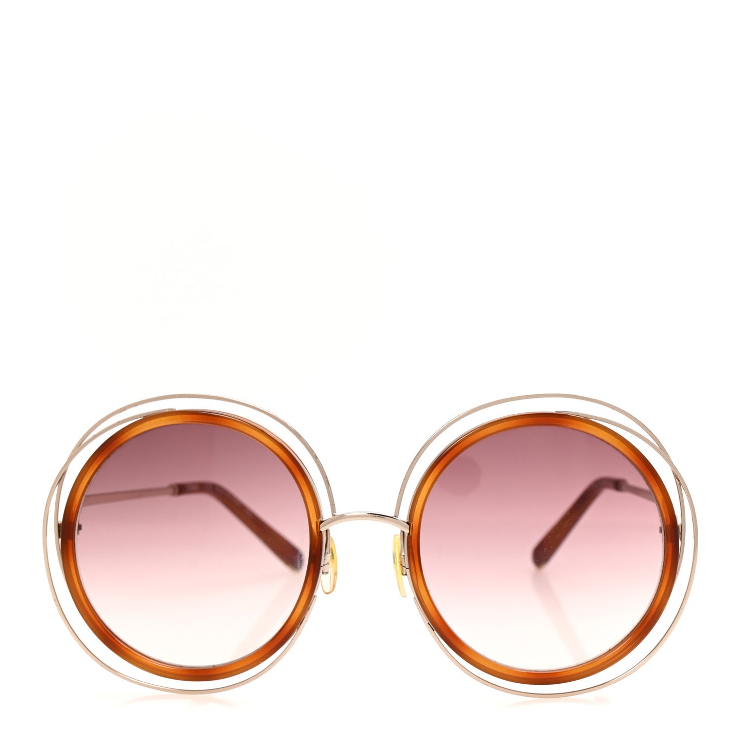 Metal Acetate Oversized Round Carlina Sunglasses CE120S Gold Blonde Havana