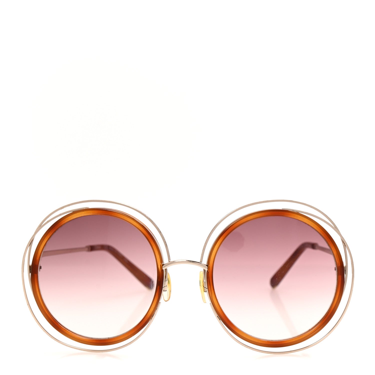Chloe Metal Acetate Oversized Round Carlina Sunglasses CE120S Gold Blonde Havana 2 of 6
