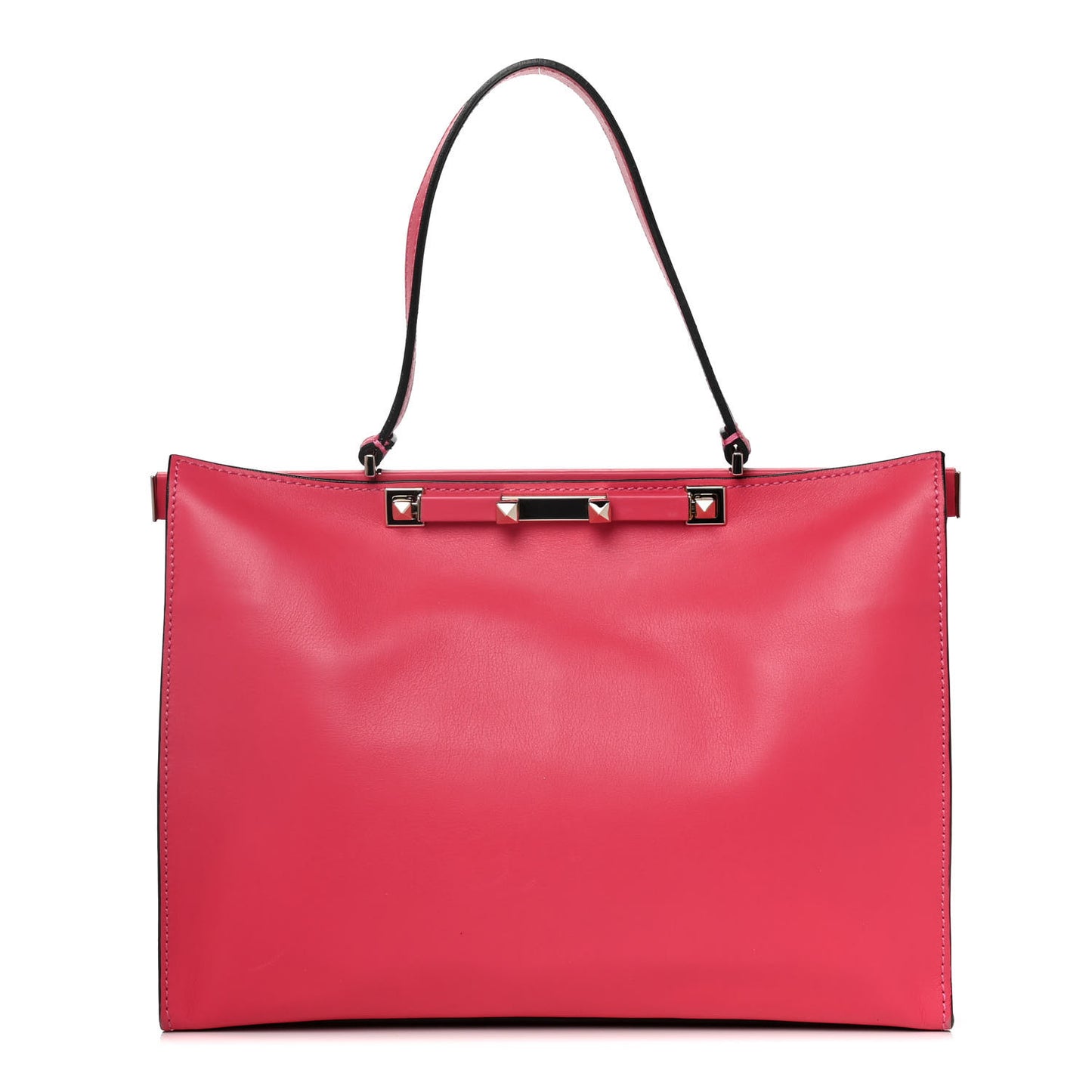 Vitello Rockstud Shoulder Tote Pop Fuxia