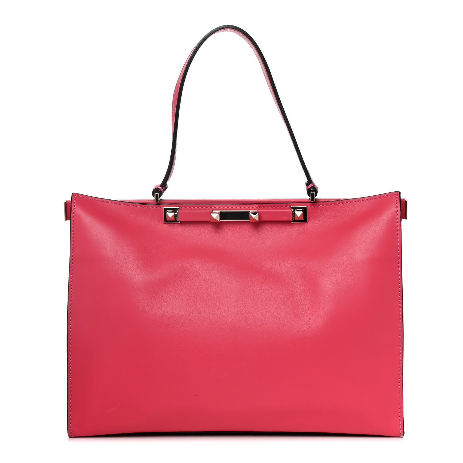 Valentino Garavani Vitello Rockstud Shoulder Tote Pop Fuxia 1 of 13
