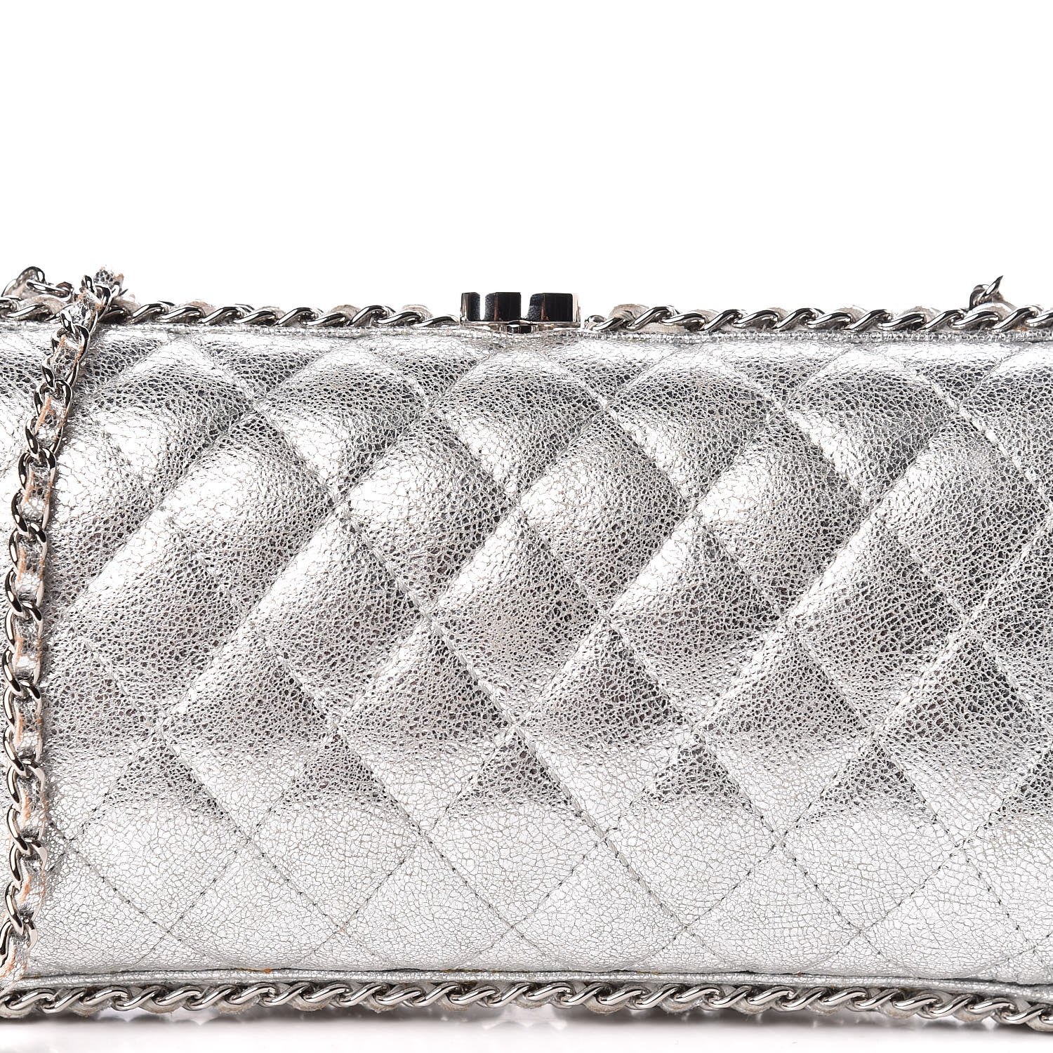 Chanel Metallic Lambskin Small Chain Around Clutch Silver 10 of 15